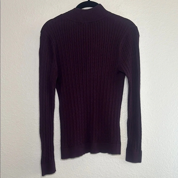 Tommy Hilfiger Women's Cotton Cable-knit Quarter-zip Sweater In Aubergine - Picture 5 of 5